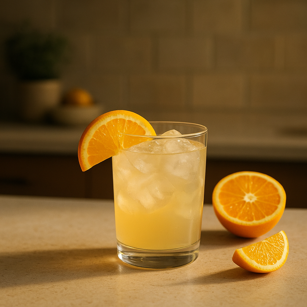 A simple weekday mocktail with citrus and ice